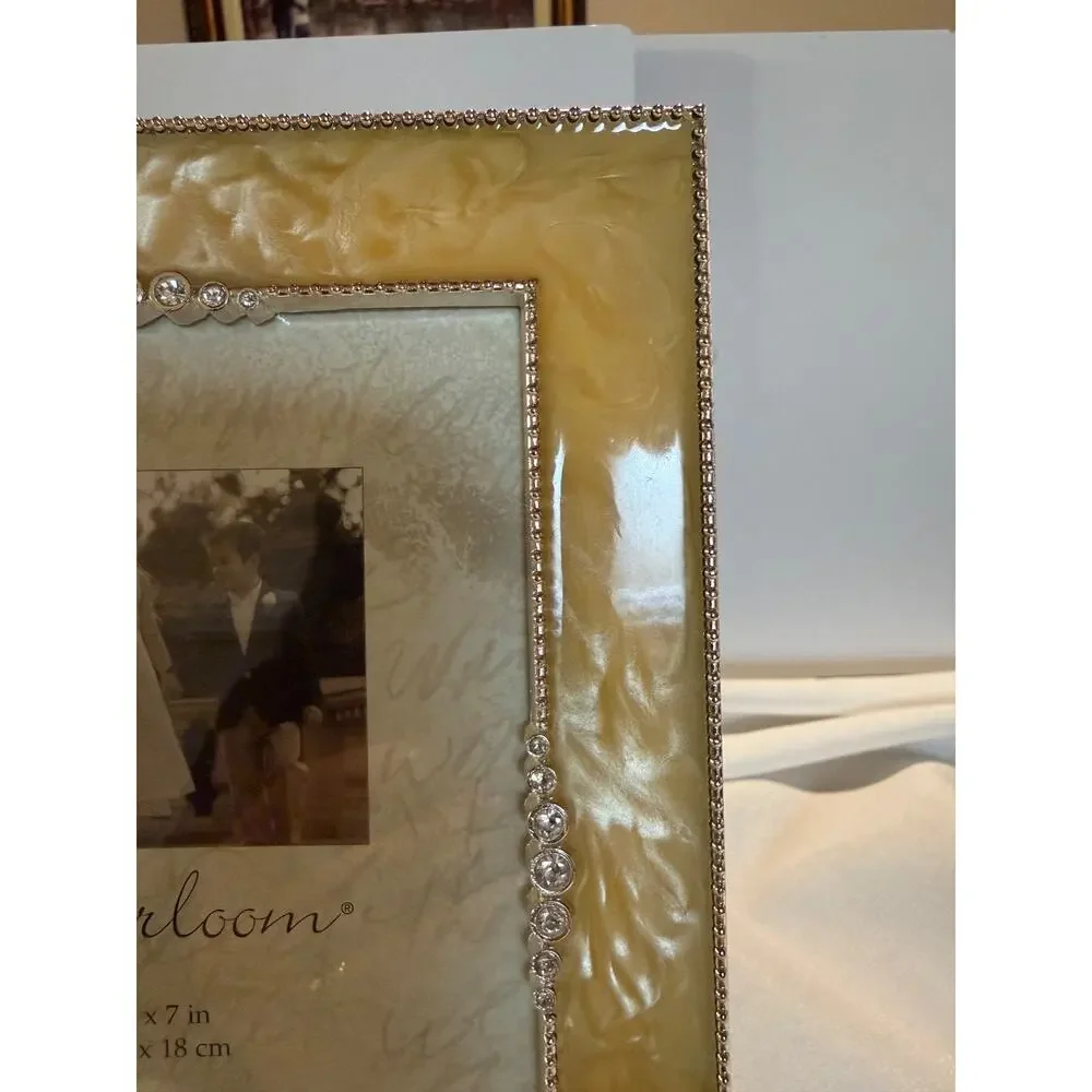 Heirloom Gold Pearlescent 5x7 Picture Frame Rhinestone Beaded Wedding Frame